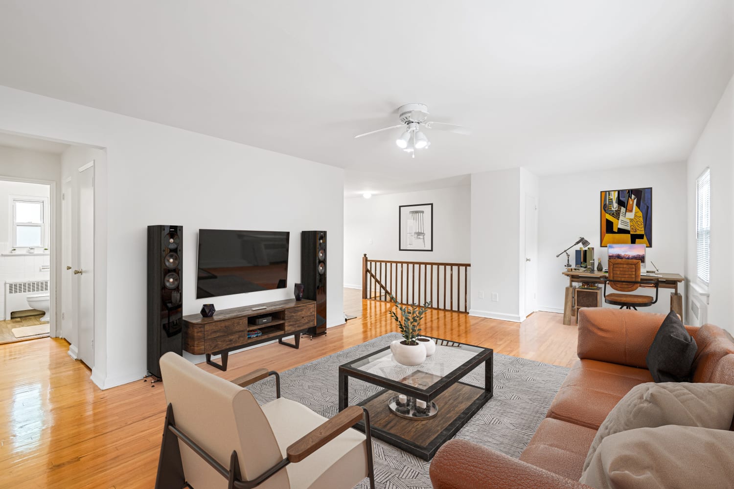 Spacious livingroom with office nook at Duncan Hill Apartments in Westfield, New Jersey