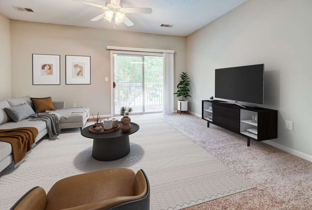 living room with carpeting