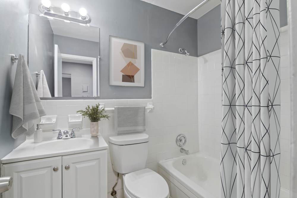 Bathroom with vanity unit at Alaska Apartments in Cincinnati,Ohio
