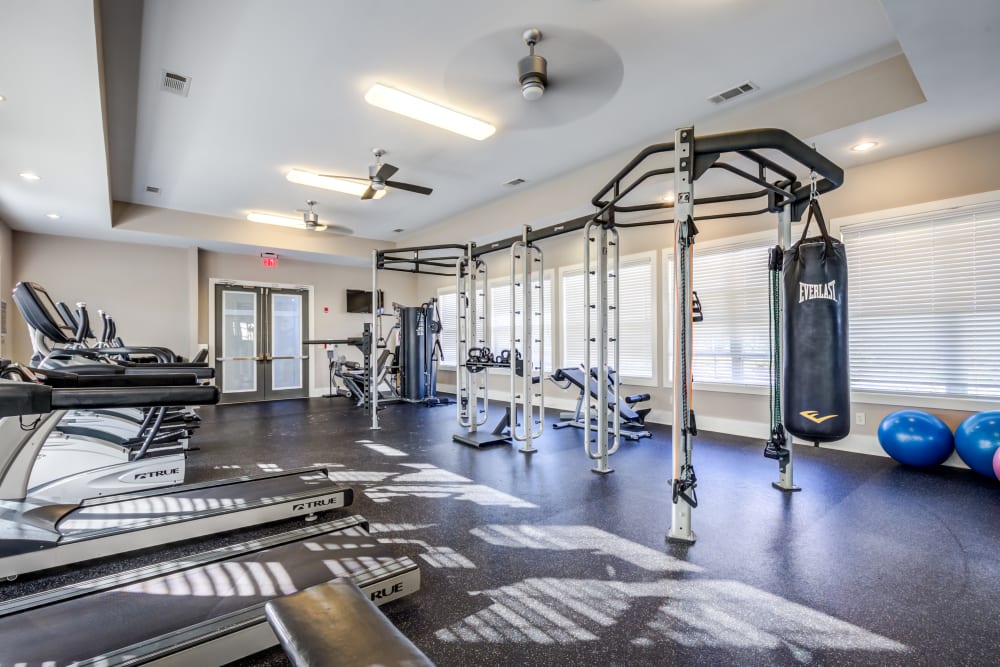Fitness room at Ansley Commons Apartment Homes in Ladson, South Carolina