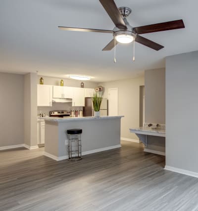 Hardwood flooring in model home at Kenwood Club at the Park in Katy, Texas