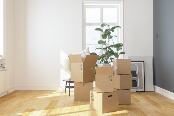 Boxes in a home ready to be moved to Downtown Self Storage - Johnson Street in Portland, Oregon