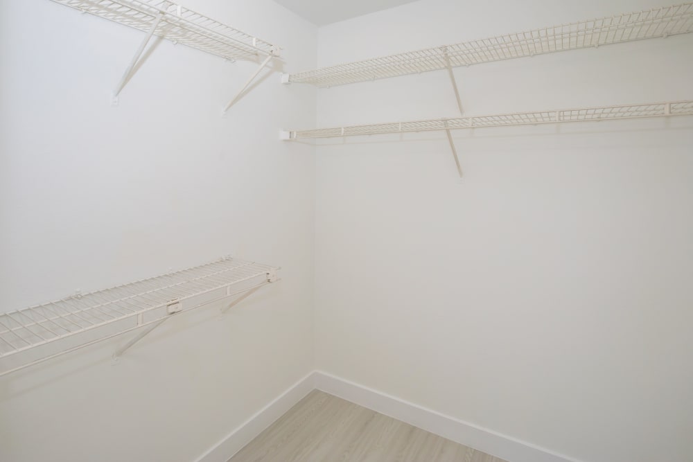 Walk-in closet at Club Marina Apartments in Los Angeles, California