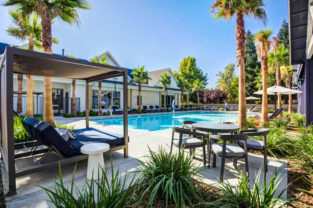 Pool side view at Stone Creek Village in Rancho Cordova, California