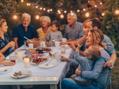 Family celebrating at Liberty Point Townhome Apartments in Draper, Utah