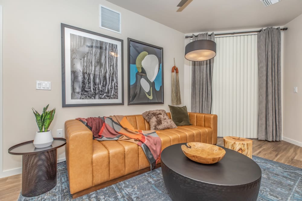 Comfortable living room at Trailside Apartments in Flagstaff, Arizona