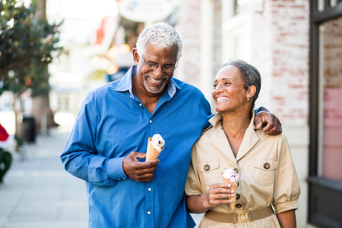 Couple getting ice cream near The Springs At South Biscayne in North Port, Florida.