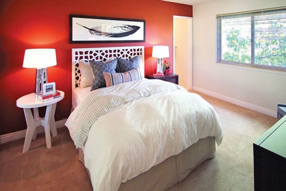 Bedroom model at Glenbrook Apartments in Cupertino, California