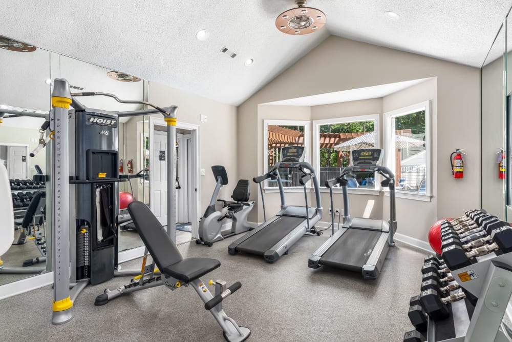 Exercise equipment in the fitness center at Renaissance at Galleria in Hoover, Alabama