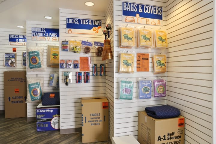 A-1 Self Storage sells a large variety of packing and moving supplies in the front office, all for your convenience.