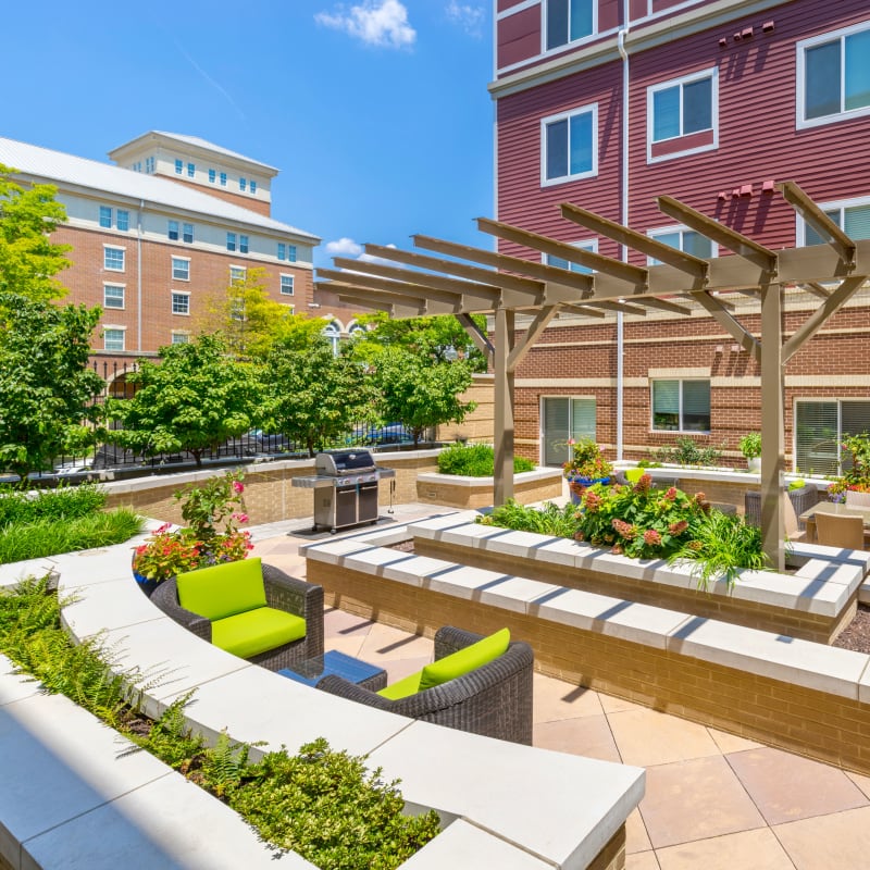 Beautifully maintained common areas with lush vegetation at The Bixby in Washington, District of Columbia