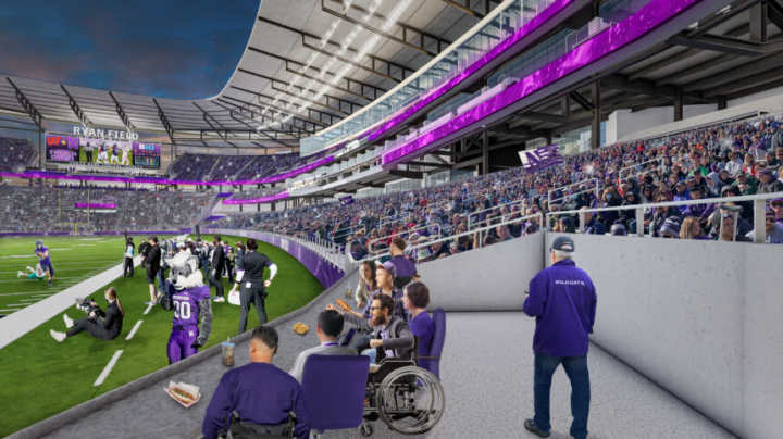 Rendering of ADA front row seating in the new Ryan Stadium. Credit: Northwestern University