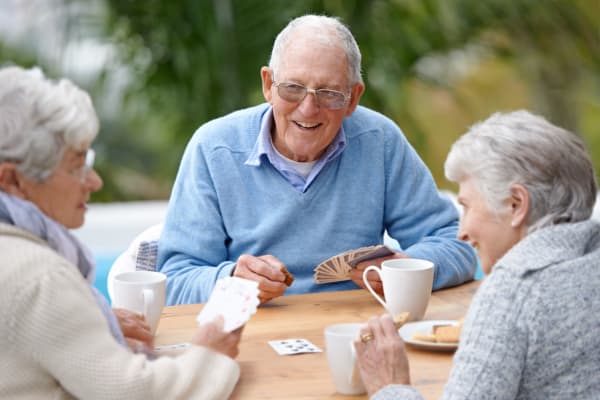 Residents playing a game at Clearwater at North Tustin in Santa Ana, California.