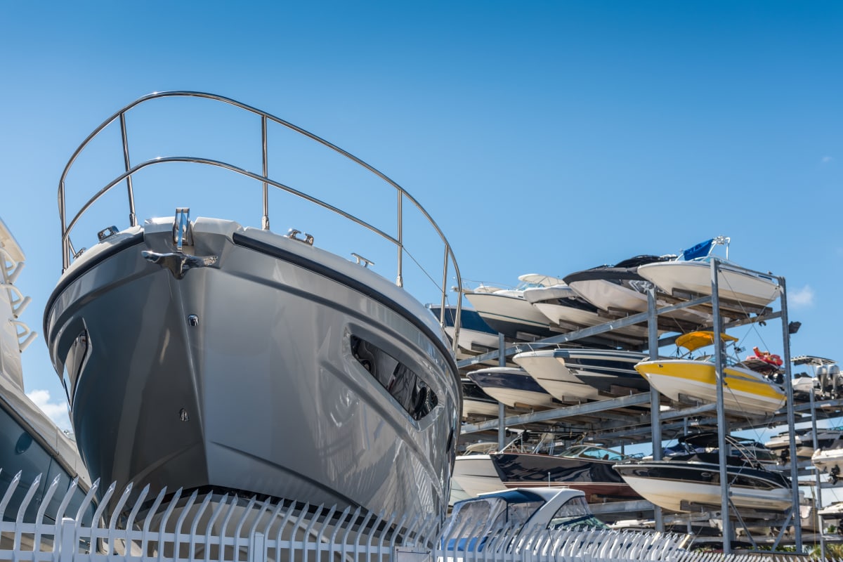 A boat stored at Storage Star Ben White in Austin, Texas