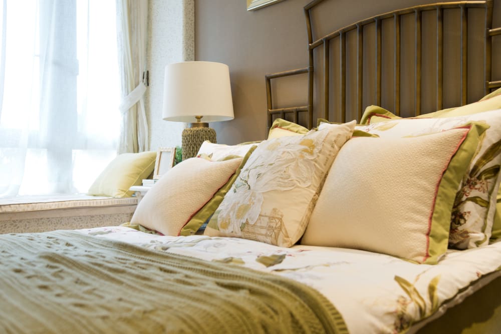 A decorated bedroom at The Arbours at Linden Pointe in Winnipeg, Manitoba