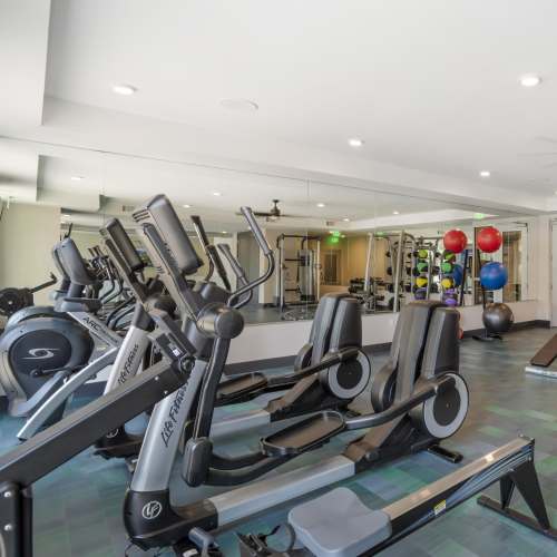 Equipped fitness center at The Oliver in Charlotte, North Carolina