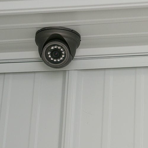 A 24 hour digital surveillance camera at Red Dot Storage in Adel, Iowa