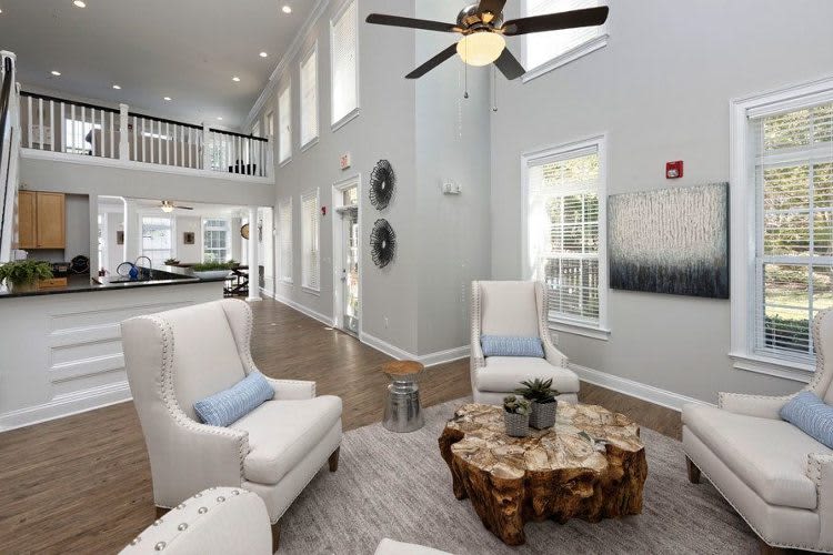 Well-lit Clubhouse at Worthington Luxury Apartments in Charlotte, North Carolina