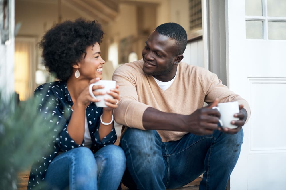 Residents having coffee at Ruxton Tower in Towson, Maryland