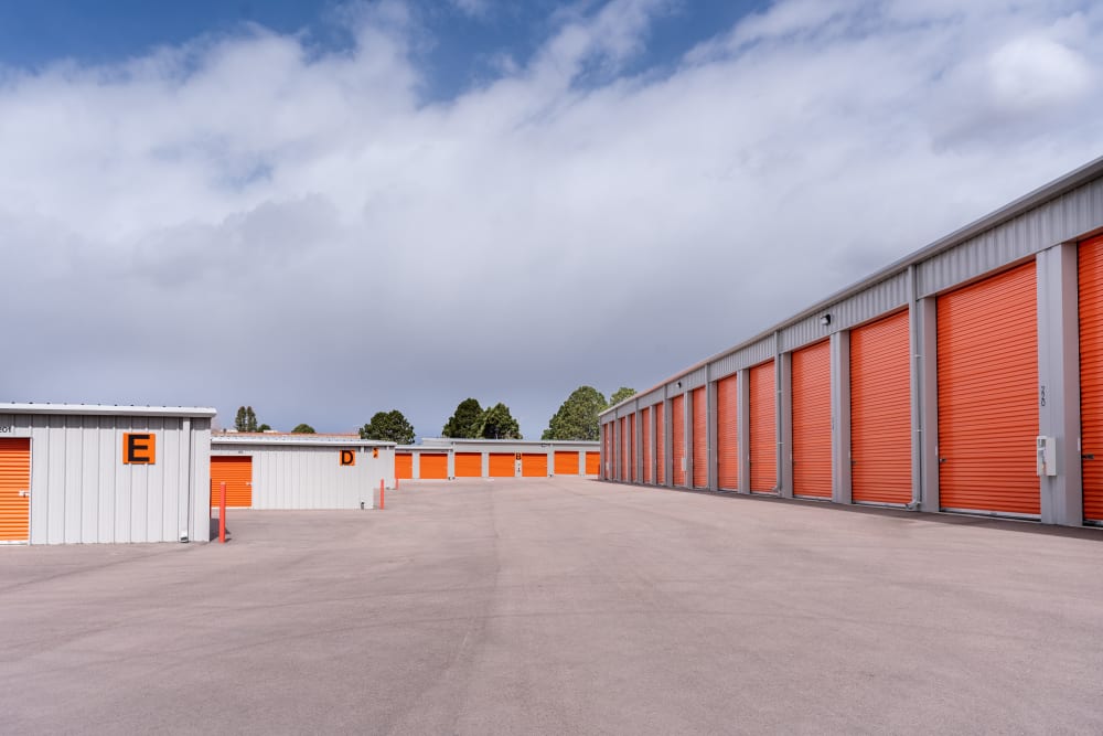 Outdoor units and parking spaces at BuxBear Storage Colorado Springs in Colorado Springs, Colorado