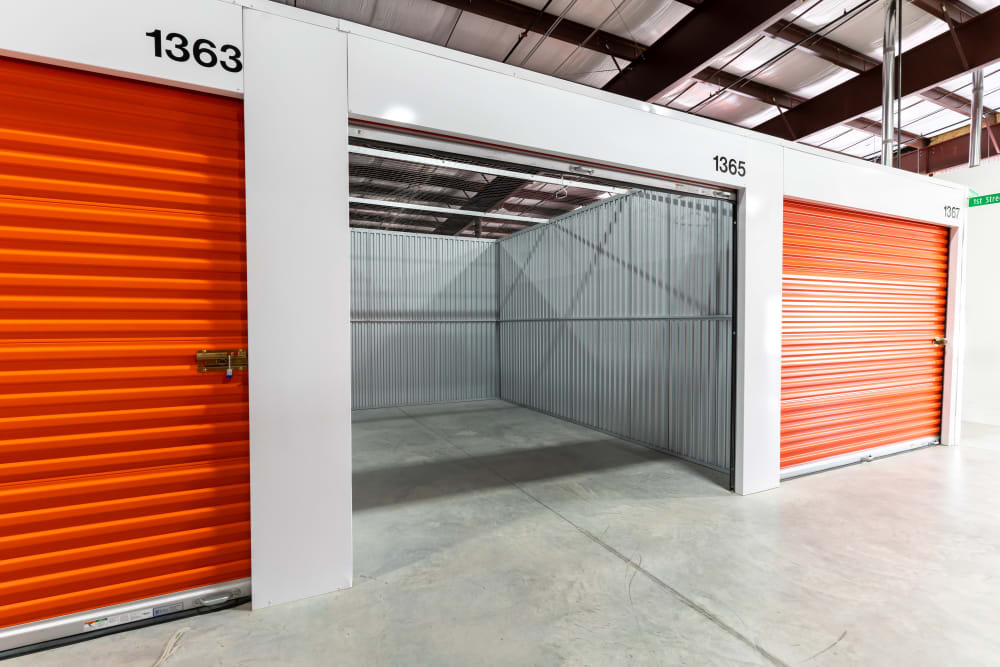 An open climate-controlled unit at BuxBear Storage Colorado Springs in Colorado Springs, Colorado