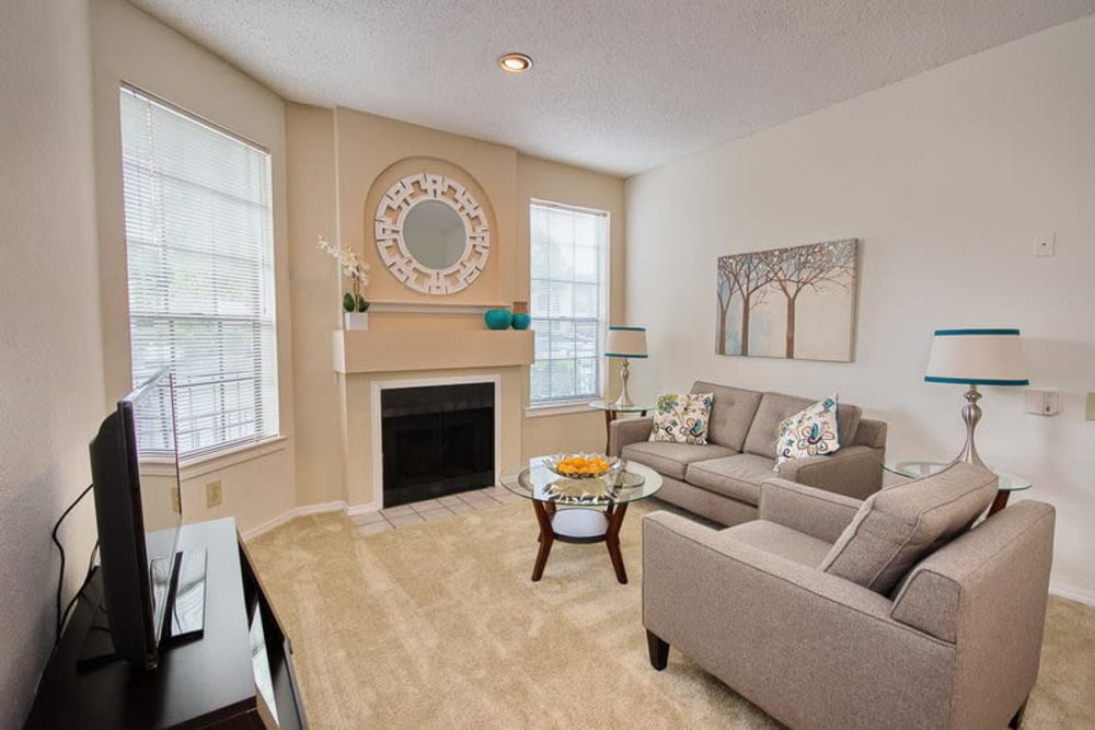 Bedroom in unit at Oaks White Rock in Dallas, Texas