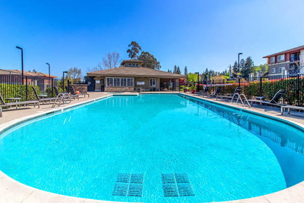 Sparkling pool at  Sterling Pointe Apartments in Davis, California 
