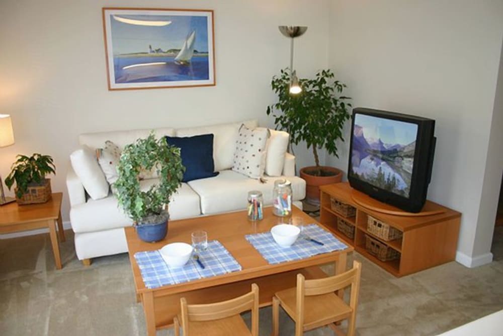 A spacious living room at The Village at NTC in San Diego, California