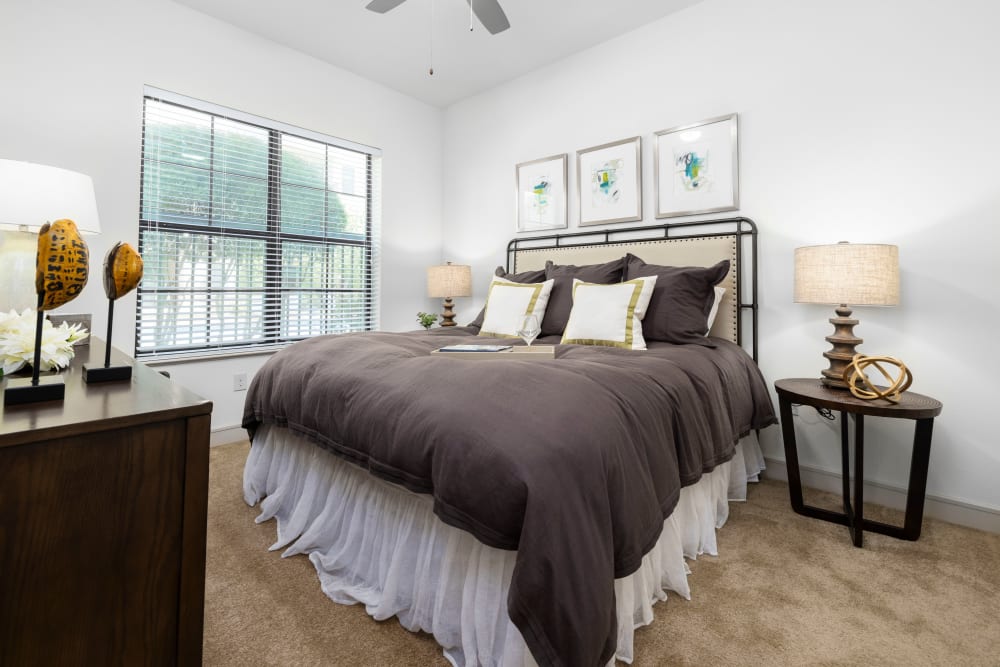 Well decorated bedroom at Olympus at Memorial in Houston, Texas