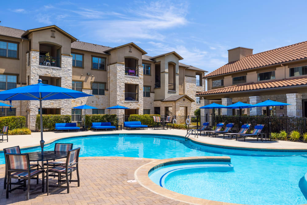 Clean and large swimming pool at Carrington Oaks in Buda, Texas