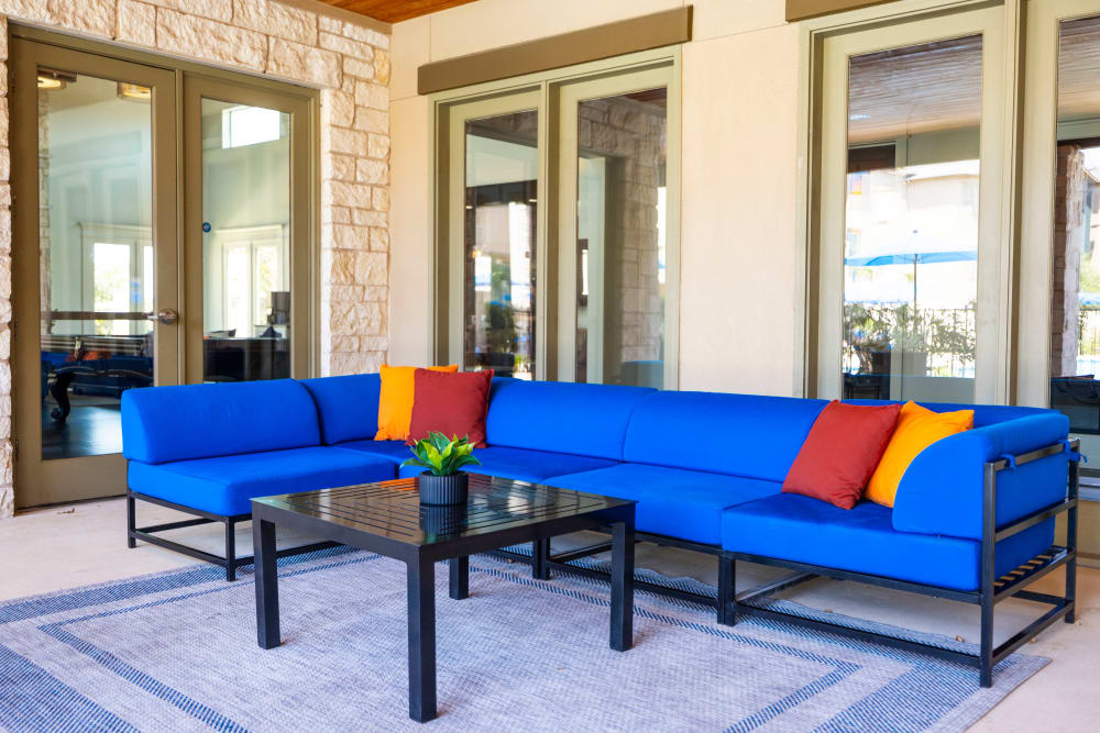 Outdoor  living area at Carrington Oaks in Buda, Texas