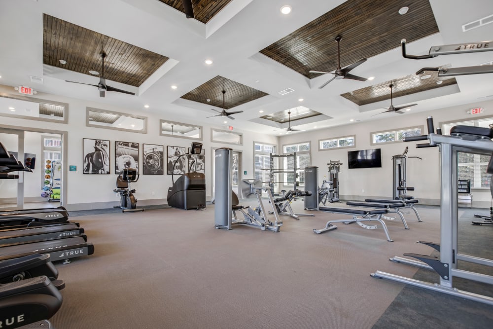 Fitness center at South City Apartments in Summerville, South Carolina