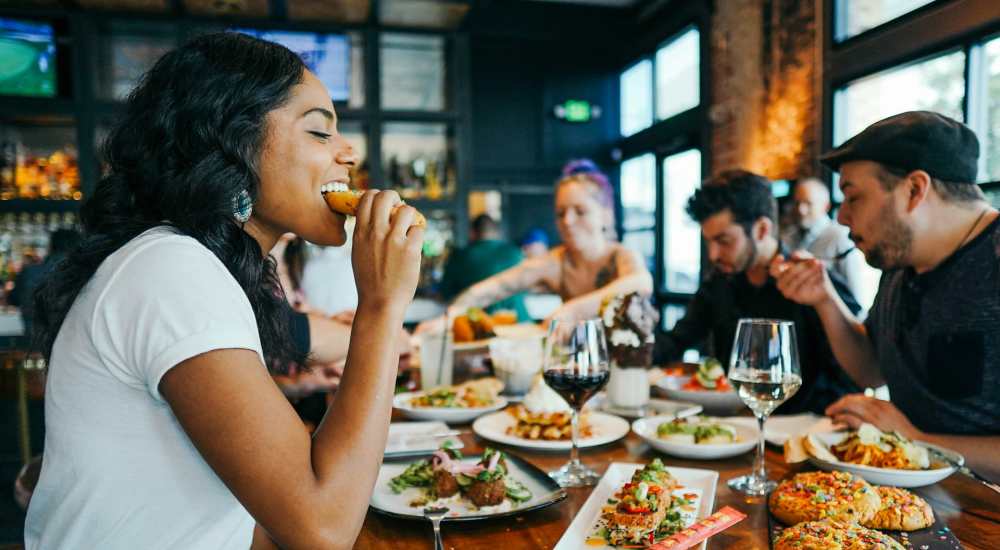 Residents having lunch at Vista in San Jose, California