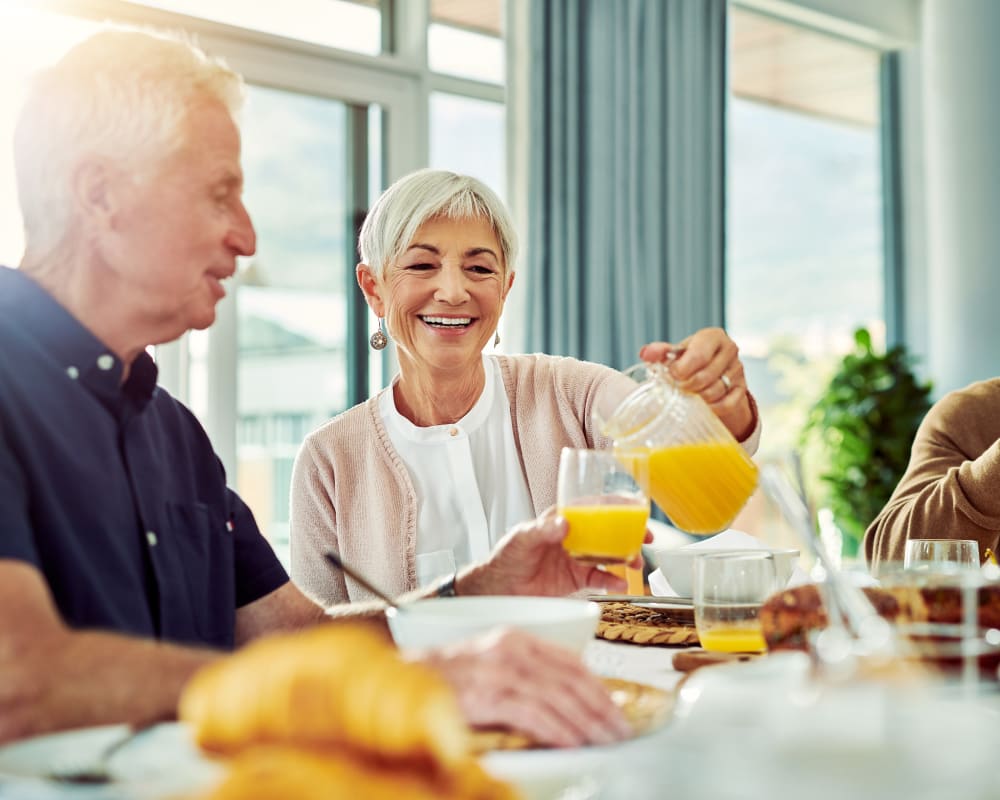 Residents dine for breakfast at Landings of Minnetonka in Minnetonka, Minnesota.