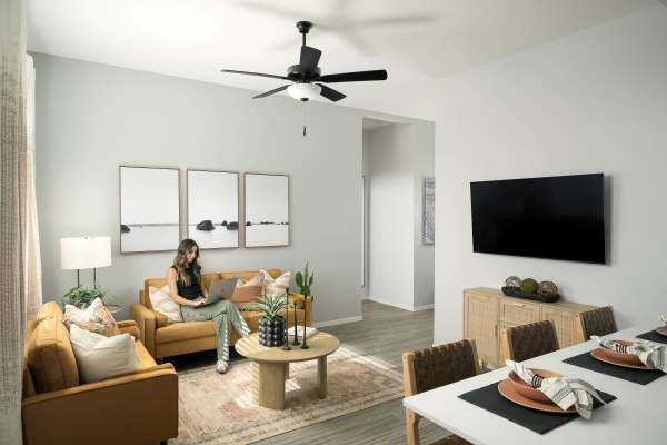 Resident relaxing in her home at Canopy at Cottonwood in Casa Grande, Arizona