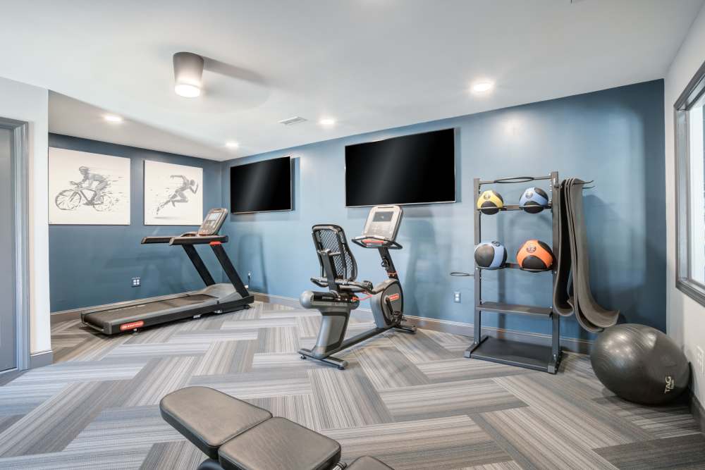 Fitness center with cardio equipment and free weights