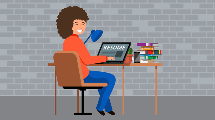 Illustration of a women using a laptop