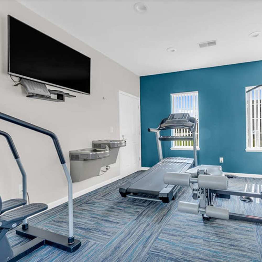 Fitness room at The Haven at Grand Landing Apartments in Grand Haven, Michigan