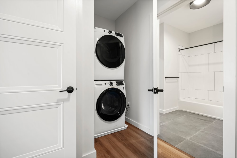 In unit washer and dryer for one bedroom units at Anden in Weymouth, Massachusetts