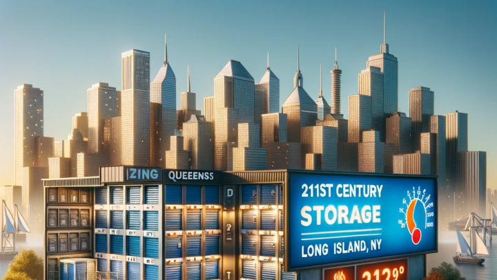 Secure and brightly lit storage facility in Queens, NY, showing diverse unit sizes with climate control features, set against the urban backdrop of Long Island City, highlighting the convenience and accessibility of 21st Century Storage.