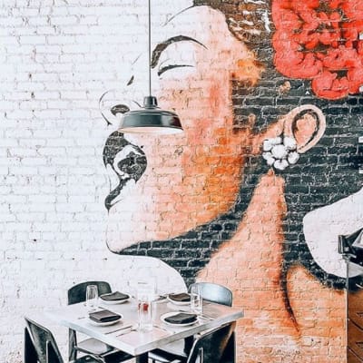 Local restaurant mural near The Larstrand in New York, New York