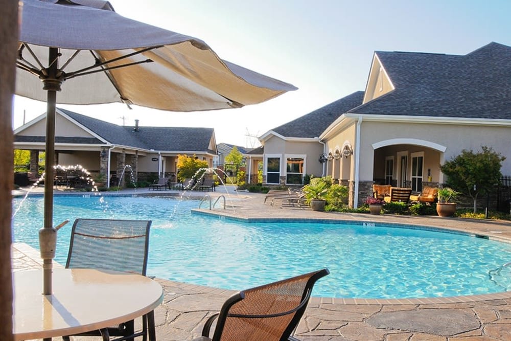 Pool patio at Villas at Houston Levee East Apartments in Cordova, Tennessee