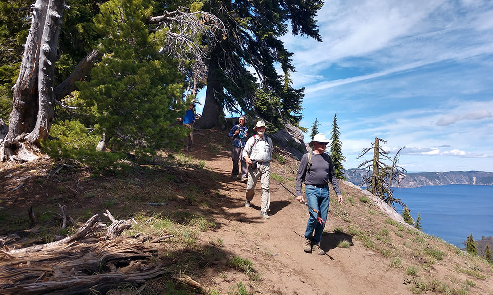 Residents hiking around Touchmark at Pilot Butte in Bend, Oregon