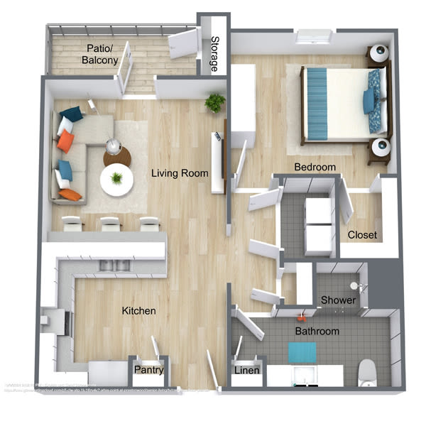 One bedroom floor plans at Atlas Point at Prestonwood in Carrollton, TX