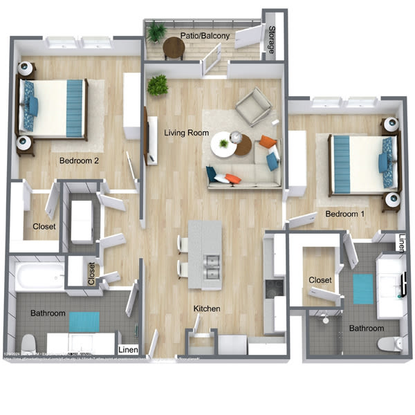 Two bedroom floorplans at Atlas Point at Prestonwood in Carrollton, TX
