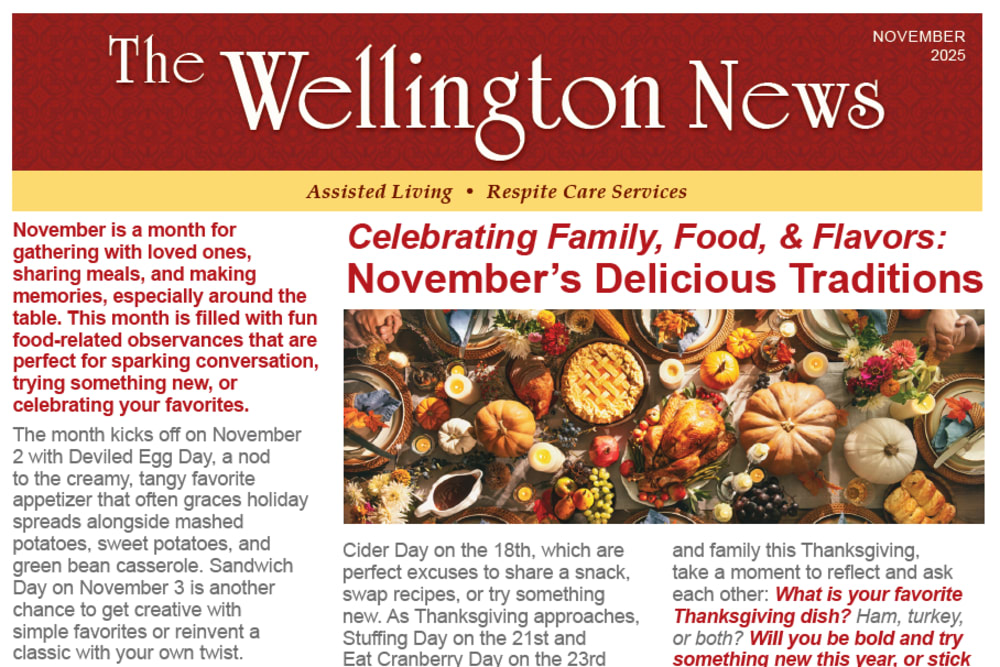 November 2025 Newsletter at Wellington Place at Rib Mountain in Wausau, Wisconsin