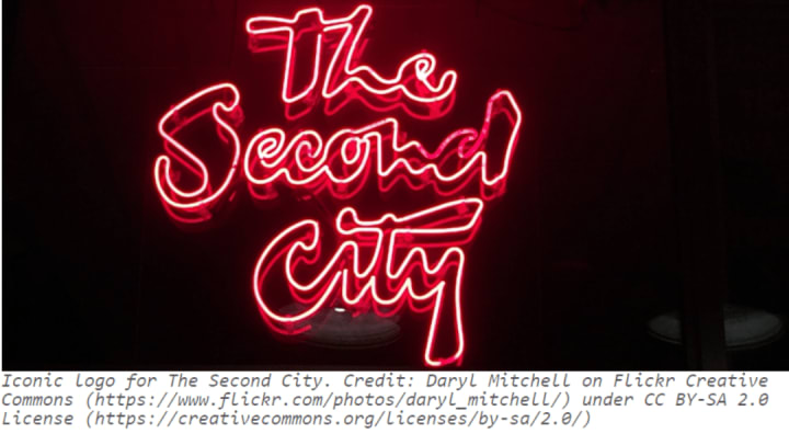 Iconic logo for The Second City. Credit: Daryl Mitchell on Flickr Creative Commons (https://www.flickr.com/photos/daryl_mitchell/) under CC BY-SA 2.0 License (https://creativecommons.org/licenses/by-sa/2.0/)