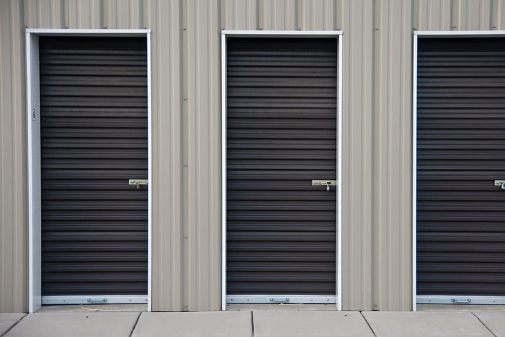 Roll-up doors on self storage units at StayLock Storage in Camden, South Carolina