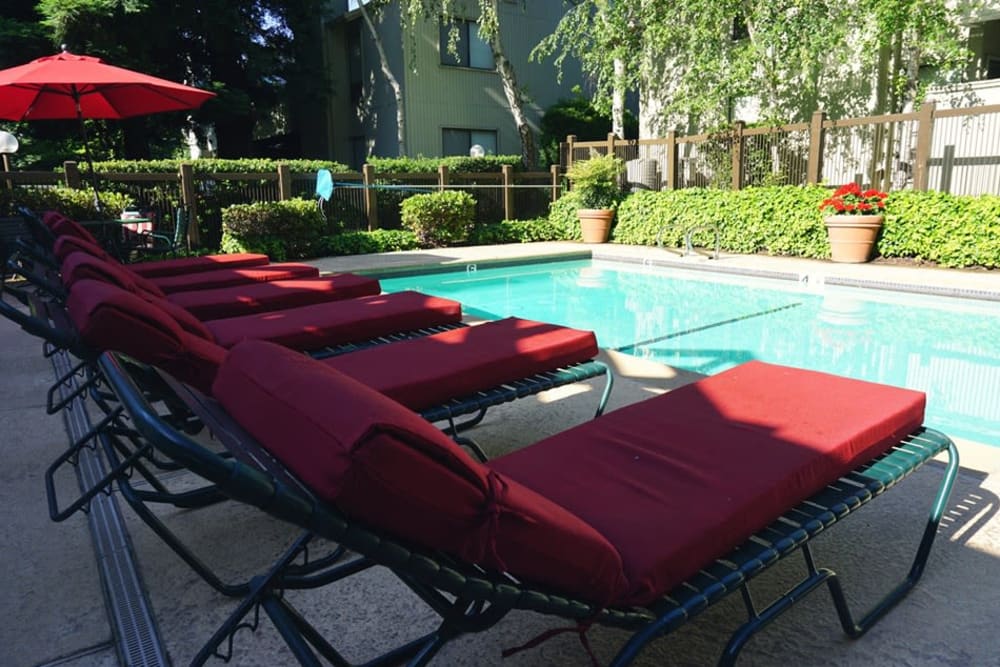 Sparkling pool of Huntcliffe Apartments in Fair Oaks, California
