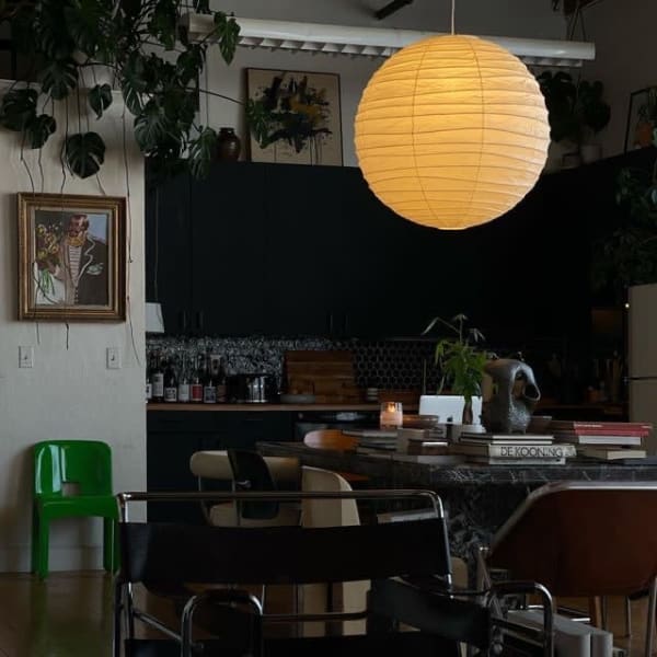 A paper lantern pendant setting the tone in a room